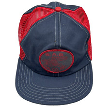 Vintage Coal Mining TruckerHat Cap Red Blue Made In USA 80s 90s SAB Pinwheel