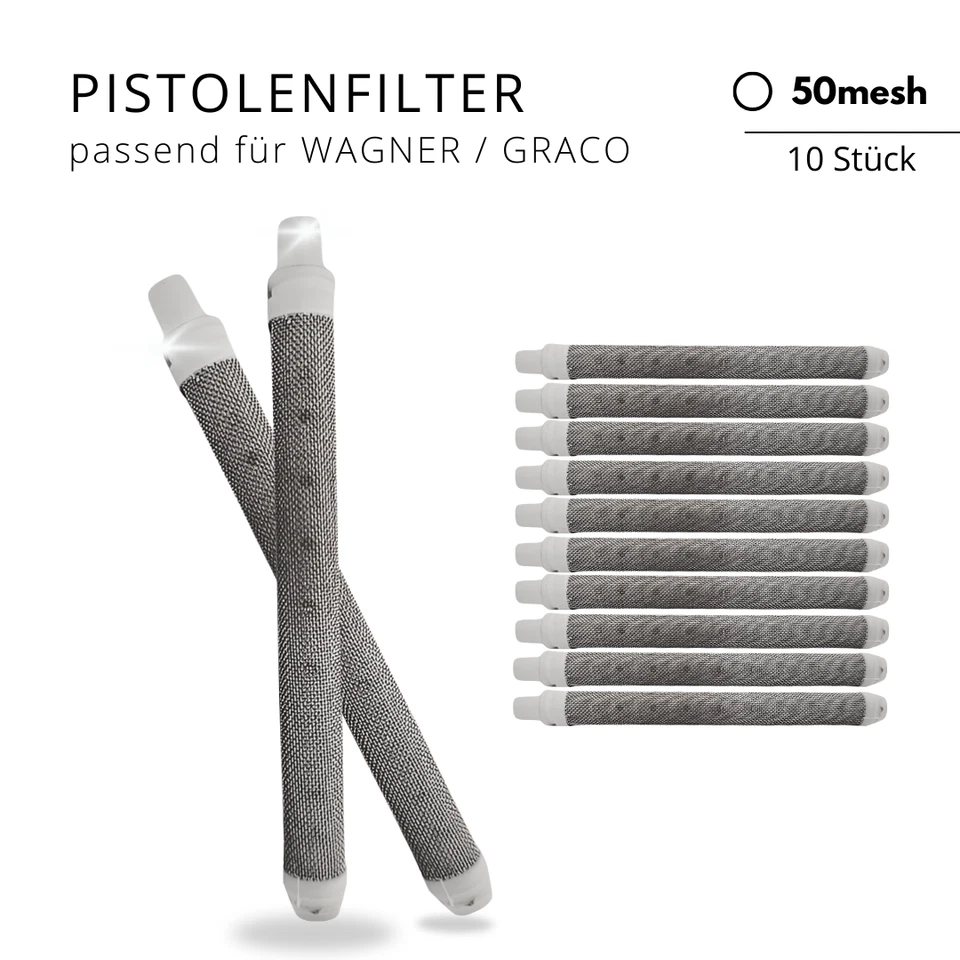 MARKENLOS 10x Pistolenfilter Airless Filter STANDARD #50mesh WEIß passend für WANGER,GRACO