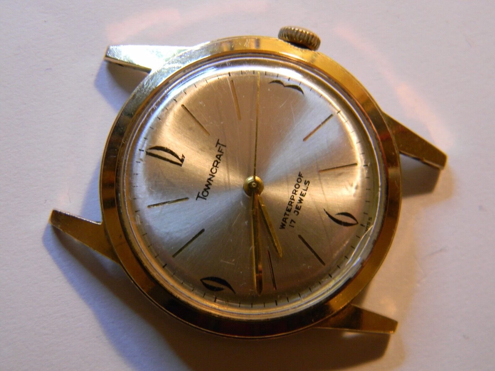 NICE VINTAGE 1960's SWISS TOWNCRAFT 17J GOLD PLATED MENS WATCH - RUNS GOOD TIMER