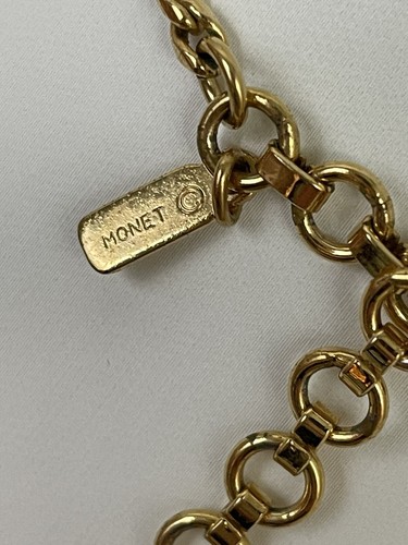 Vintage Monet Gold Tone Scallop Chain Choker Necklace - Picture 5 of 8