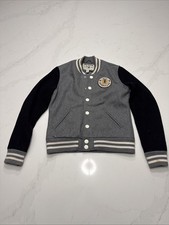 True Religion Varsity Jacket Gray Black All Americans Sz M Fits S