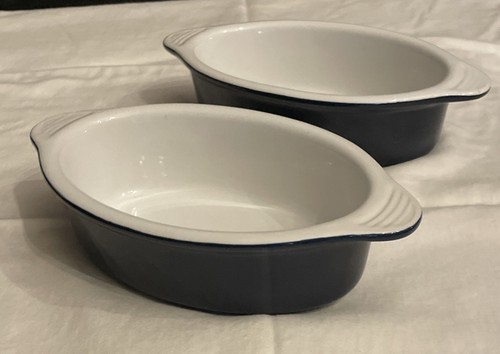 Lodge Steinzeug Oval Gratin Backform Klein Marineblau 8" 2er Set - Bild 1 von 5