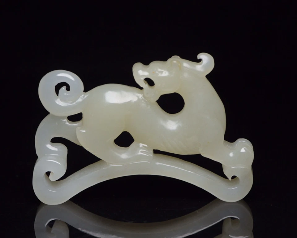 Certified Natural Hetian Jade Hand-carved Exquisite Dragon Statue120117 - Image 2 of 4