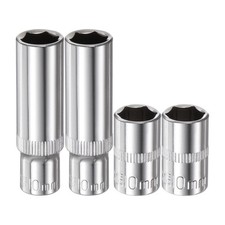 4 Set 1/4 Inch Drive Deep  Shallow Impact Socket Set 10mm Metric 6 Point Design