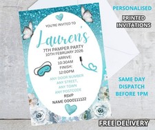 Personalised PRINTED Pamper Party THEME A6 Party Invitations Invites ADD TEXT