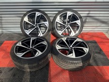 GENUINE AUDI Q7 4M 22" INCH TRAPEZOID BLACK/DIAMOND CUT ALLOY SET WHEELS X4