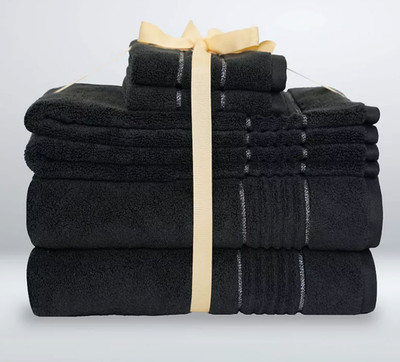 SIMPLY VERA WANG SIGNATURE 6 PIECE BATH HAND TOWEL SET BLACK LUXURY NEW SOFT