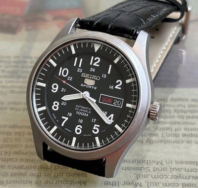 Excellent + ] SEIKO 5 Sports 7S36-03J0 Black Military Automatic