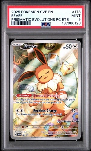 2025 POKEMON PRISMATIC EVOLUTIONS POKEMON CENTER ETB PROMO SVP #173 EEVEE PSA 9
