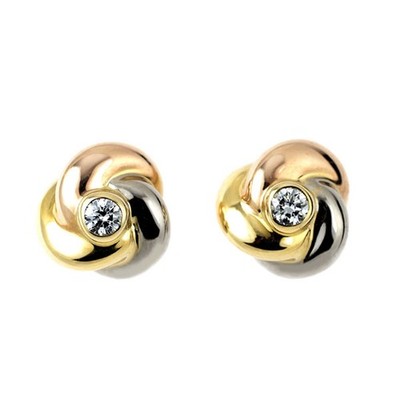 Cartier K18YG/WG/PG Diamond Earrings Baby Trinity Stud - Auth free shipping from