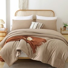 King Size Comforter Set Taupe Brown, 3pcs 1 Boho Tan Comforter  2 Pillowcases 
