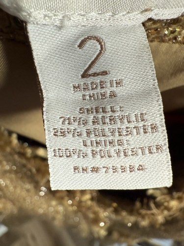 NWT Chico's Gold Metallic Sequin Tweed Blazer Jacket Size 2 - Picture 6 of 7