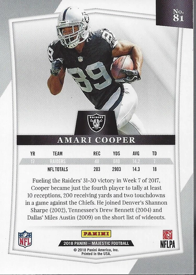 2018 Panini Majestic Holo Silver #81 Amari Cooper /25 - FB - Image 2 of 2