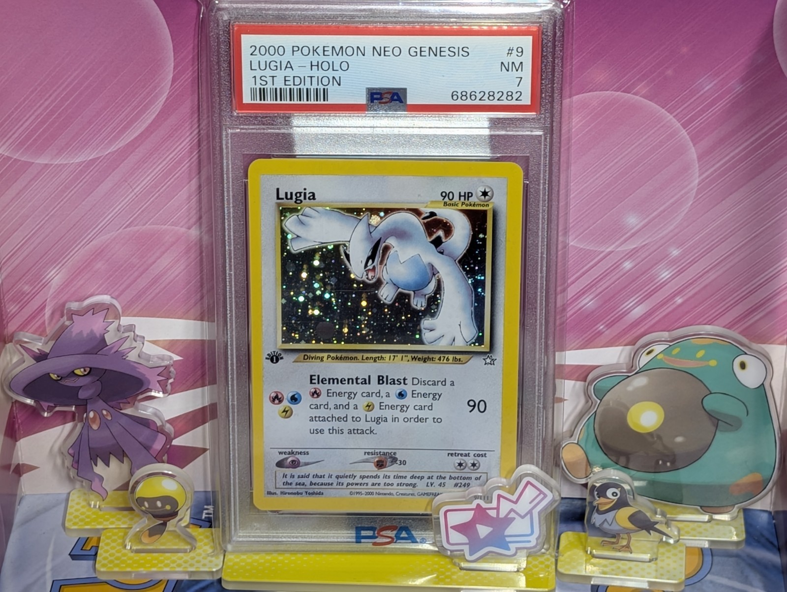 Lugia Neo Genesis 1st Edition Swirl Holo Rare #9 PSA 7 Near Mint Pokemon Card