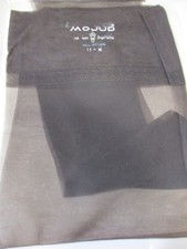 1 PR VINTAGE MOJUD RHT SHEER SHINY FLAT KNIT NYLON STOCKINGS SZ 11 MED BLACK