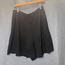 Vintage Women's S Black Wide Leg Pleated Shorts Culotte Classic