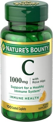 Nature's Bounty Vitamin C + Rose HIPS 1000mg - 100 Coated Caplets *EXP: 07/2028*
