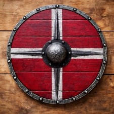 24 Inch Medieval Viking Round Shield | Handmade Wooden & Steel Warrior Shield