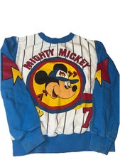 Vintage Mighty Mickey Sweat Shirt 7 8 Boys Red Blue Disney World