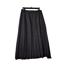 Vntg Lands End 100 Wool Pleated Long Skirt Modern Sz 8 Dark Gray Cottagecore