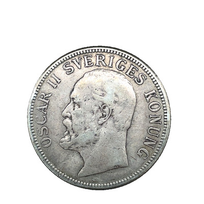 1907 EB SWEDEN 2 Kronor OSCAR II  .800 Silver Coin #3 KM #773