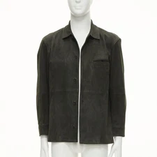 ISSEY MIYAKE WHITE LABEL grey cowhide suede leather overshirt jacket JP1 S