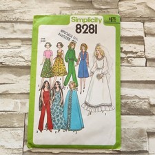 Simplicity 8281 Sewing Pattern Doll Wardrobe 11 1/2 in Wedding Gown Pants Dress