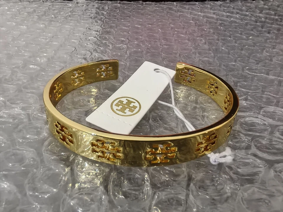 New Tory burch hollowed-out TB logo gold bracelet - Image 3 of 4