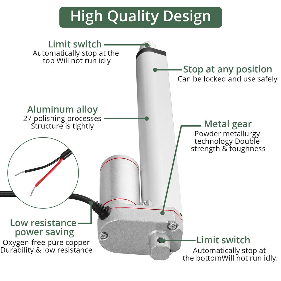 800mm 1000mm 2000N Linearantrieb 24V Linear Actuator Elektrischer Linear motor - Bild 2 von 4