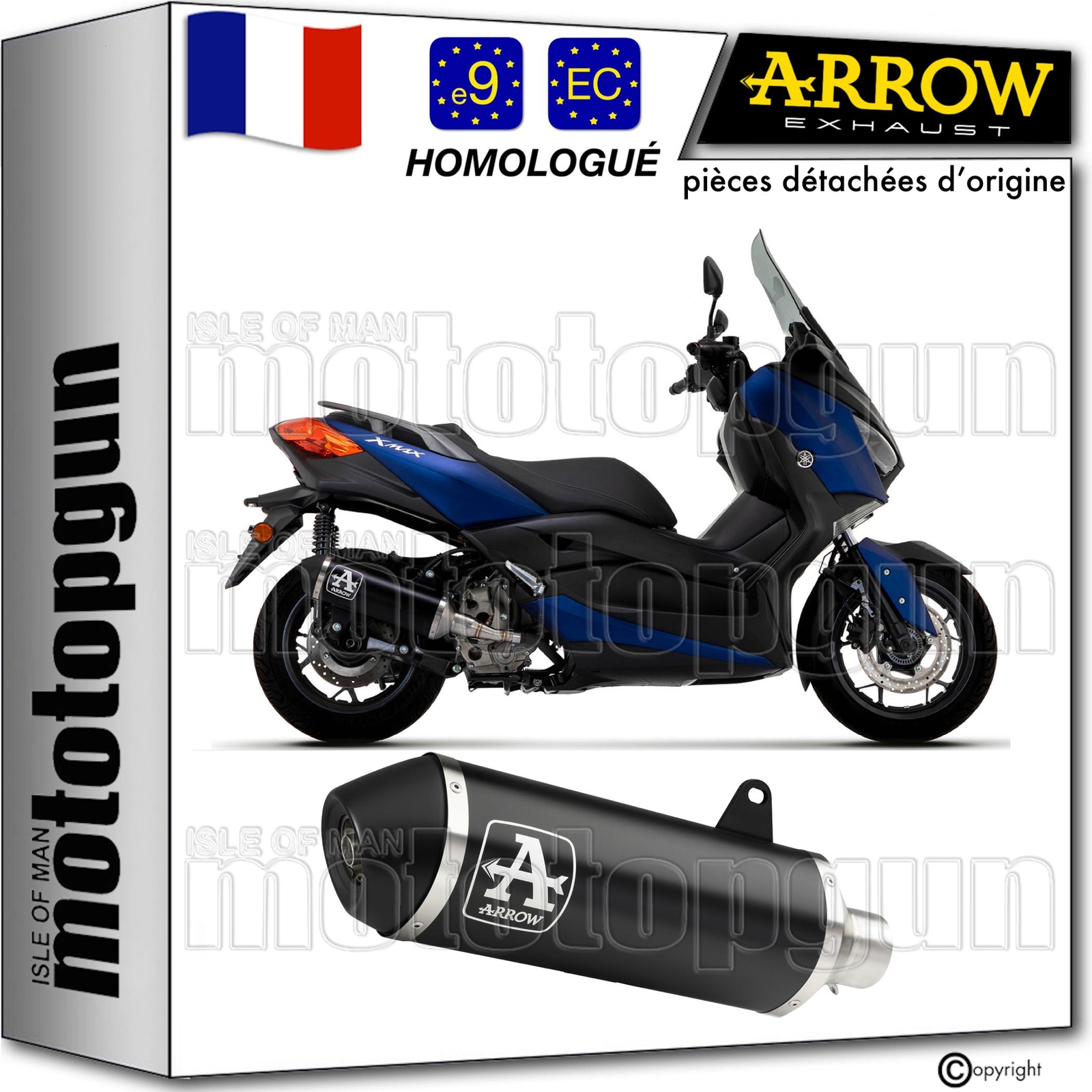 Échappement homologué Urban Arrow noir pour scooter Yamaha XMAX 300 2024