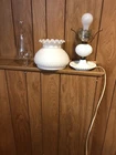 vintage hobnail milk glass hurricane lamp