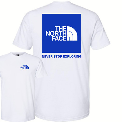 The North Face Box NSE Logo T-Shirt Men's Tee TNF White with Blue - New
