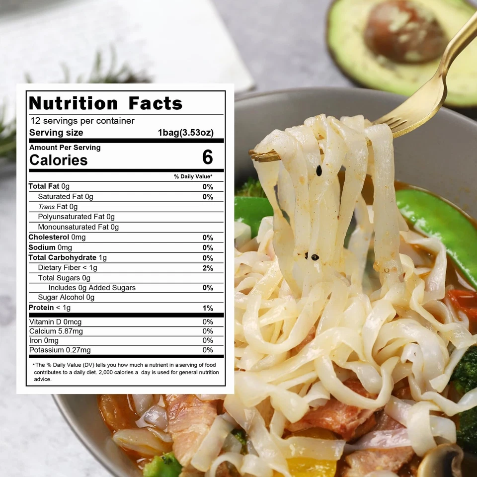 Hethstia Shirataki Noodle Low-Carb Pasta, 12 Packs Konjac Fettuccine Pasta Gl... - Image 2 of 4