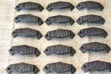 15 CAST IRON FANCY CUP PULLS DRAWER CABINET BIN HANDLES RUSTIC VINTAGE DRESSER