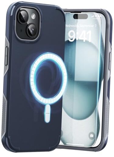 TEAM LUXURY Magnetic Designed for iPhone 15 Case, Dark Blue w/ Magnetic