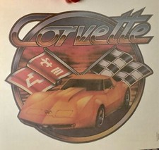 Original Vintage Chevy Corvette Race Sports Car Iron On Transfer Chevrolet
