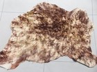 sheepskin shearling leather hide Mottled Cream/Brown silky hair  Stretch Fabric