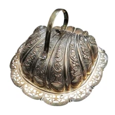 Antique Vintage William Adams England Footed Dome Butter Caviar Dish Scalloped