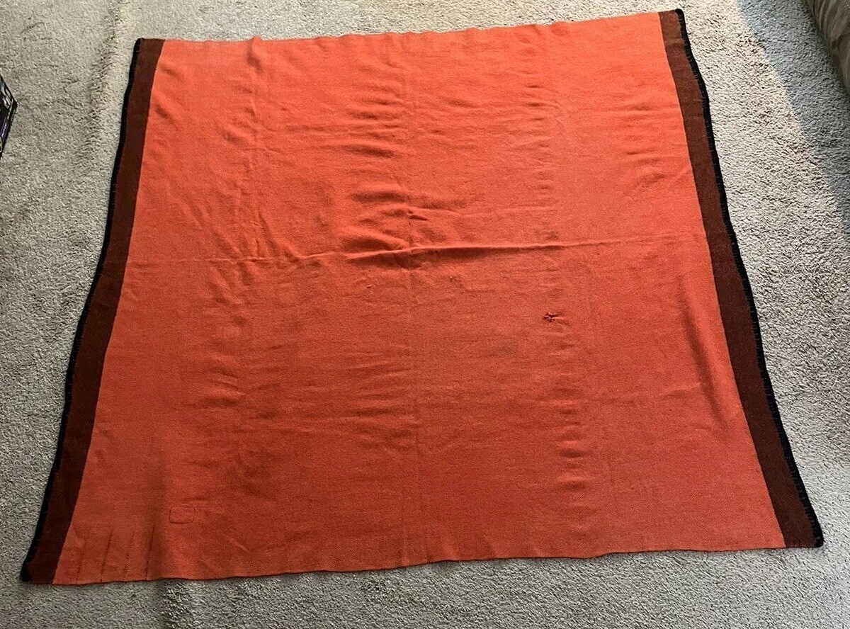 VTG Antique Hudson Bay 4 Point Wool Blanket Made In England 71X68 