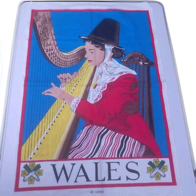 Wales Geschirrtuch 100% Baumwolle Harfe Nationalkostüm Cymru Lauch Narzisse 