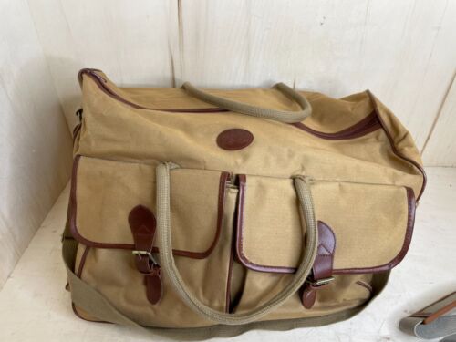 Vintage Ralph Lauren Beige Twill & Brown Leather Duffle Bag Shoulder Carry +Hand - Picture 3 of 12