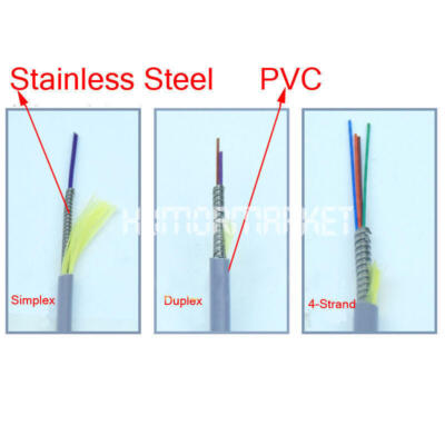 1x 100M FC to FC UPC Armored Fiber Cable MM Single Core Simplex Fiber Patch Cord