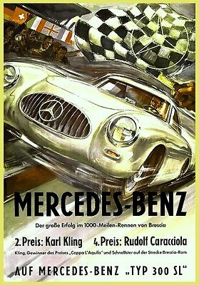 Mercedes Benz 300sl Racing Poster 1957 Mille Miglia Winner A3 Poster Reprint Ebay