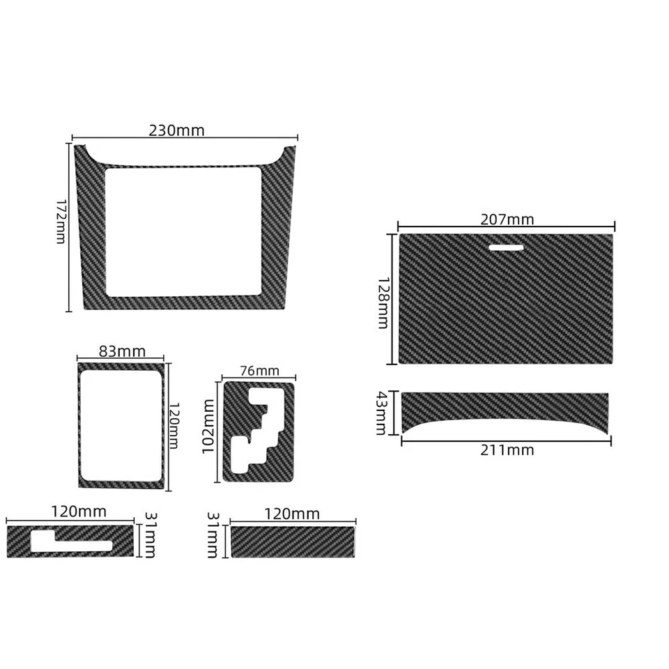 7Pcs For Mazda CX-9 2010-15 Carbon Fiber Interior Gear Shift Kit Cover Trim - Image 3 of 4