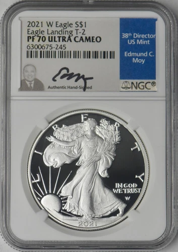 2021-W T-2 American Silver Eagle NGC PF70 Ultra Cameo Moy Signed ✪COINGIANTS✪