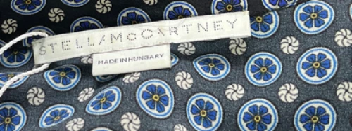 Stella McCartney 2017 蓝色花卉印花不对称丝绸长袖连衣裙,尺寸 42 — 第 4/4 张图片