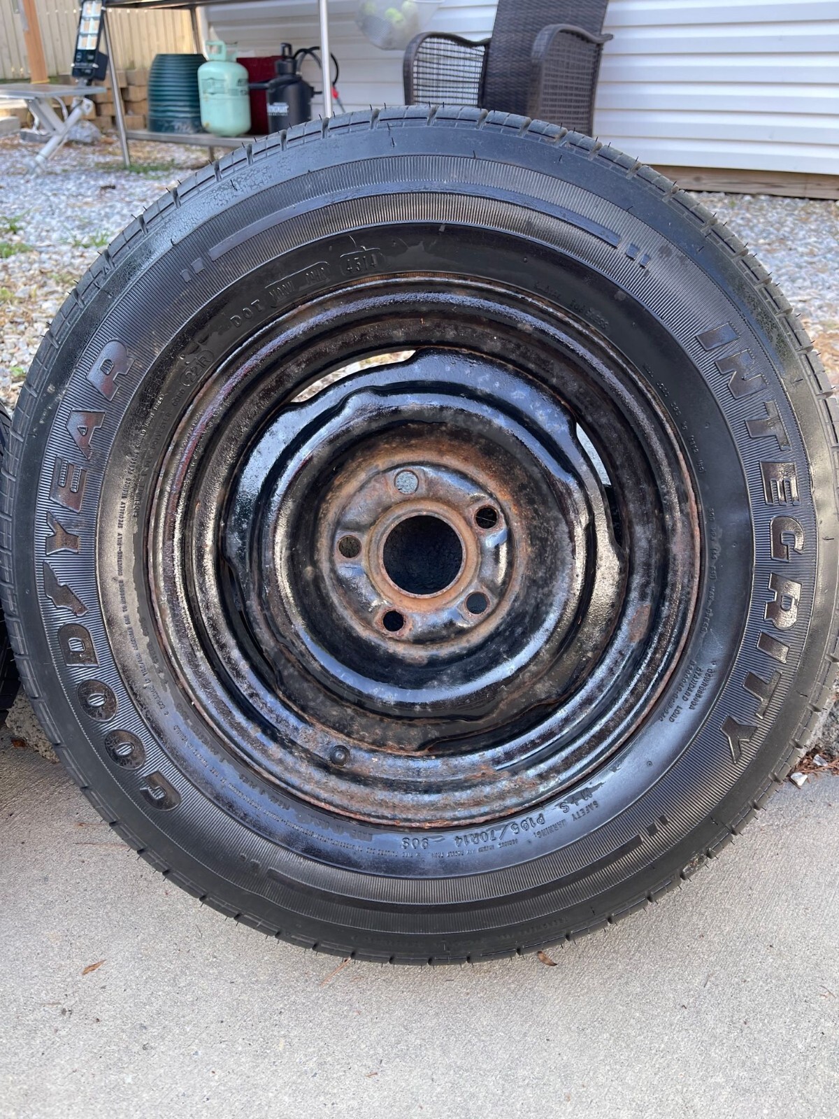 4 Used Tires 195/60R14 with Rims, 1 Spare 195/70R14, All came off of 67 ...