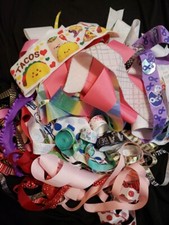 1 Lb Assorted Ribbon Pieces Goody Grab Bag Grosgrain Glitter Printed 60-125 Yds