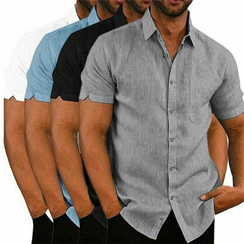 Men Elegant Thread Dress Shirts Button 