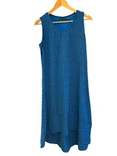 H By Halston Blue Sleeveless Striped Hi Low Relaxed Casual Summer Dress Size MP